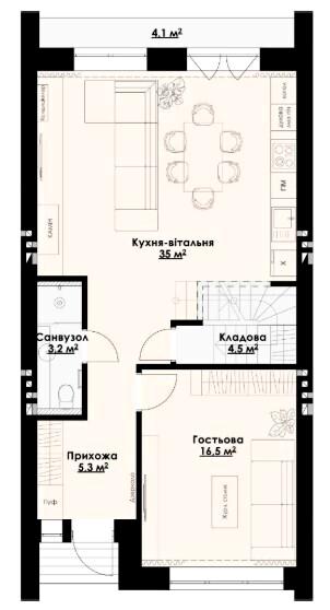 Планування 4-кімнатний таунхаус