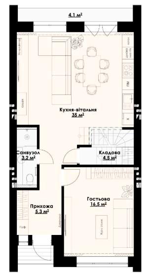 Планування 4-кімнатний таунхаус